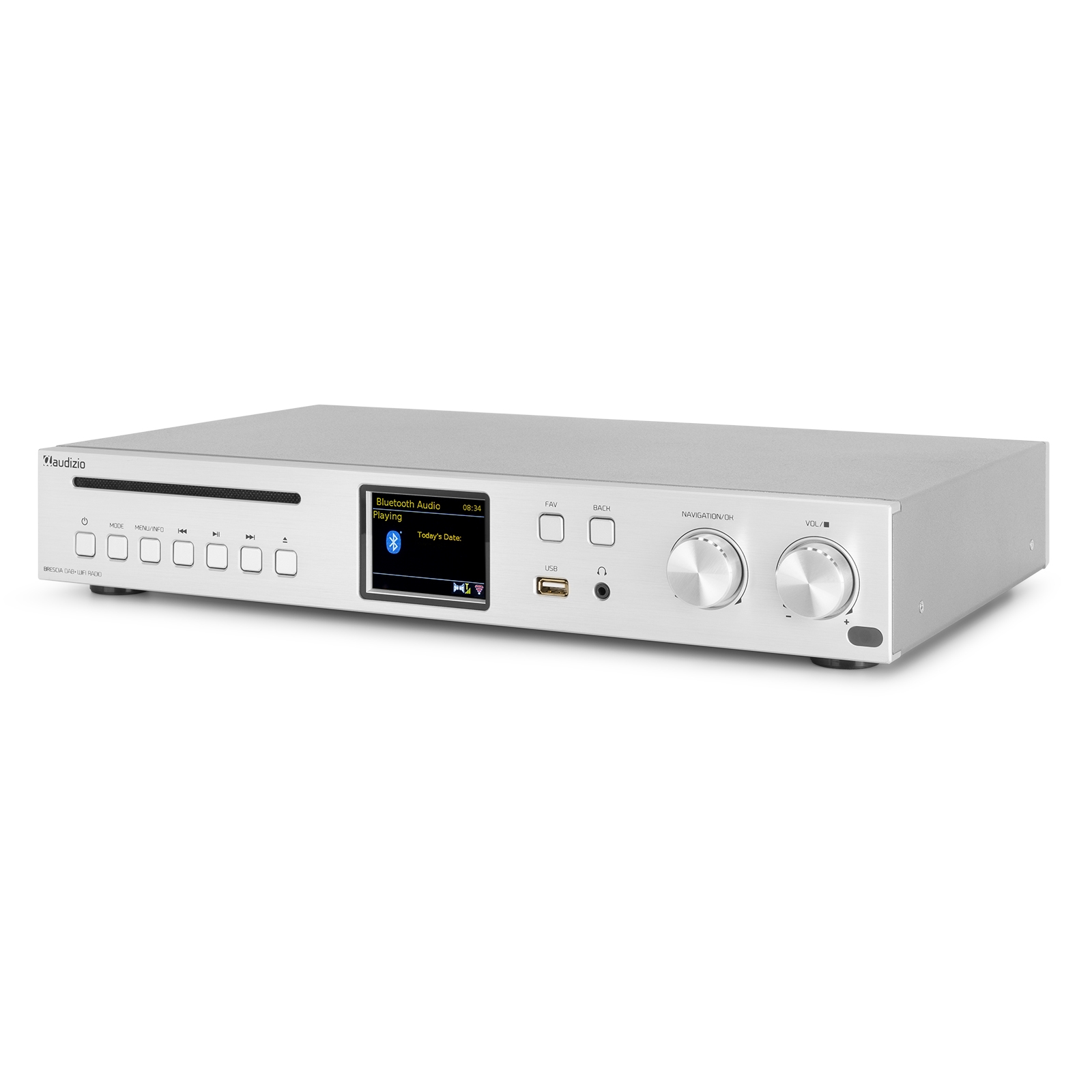 Brescia Receiver with Amplifier, DAB+ and CD Player Aluminium