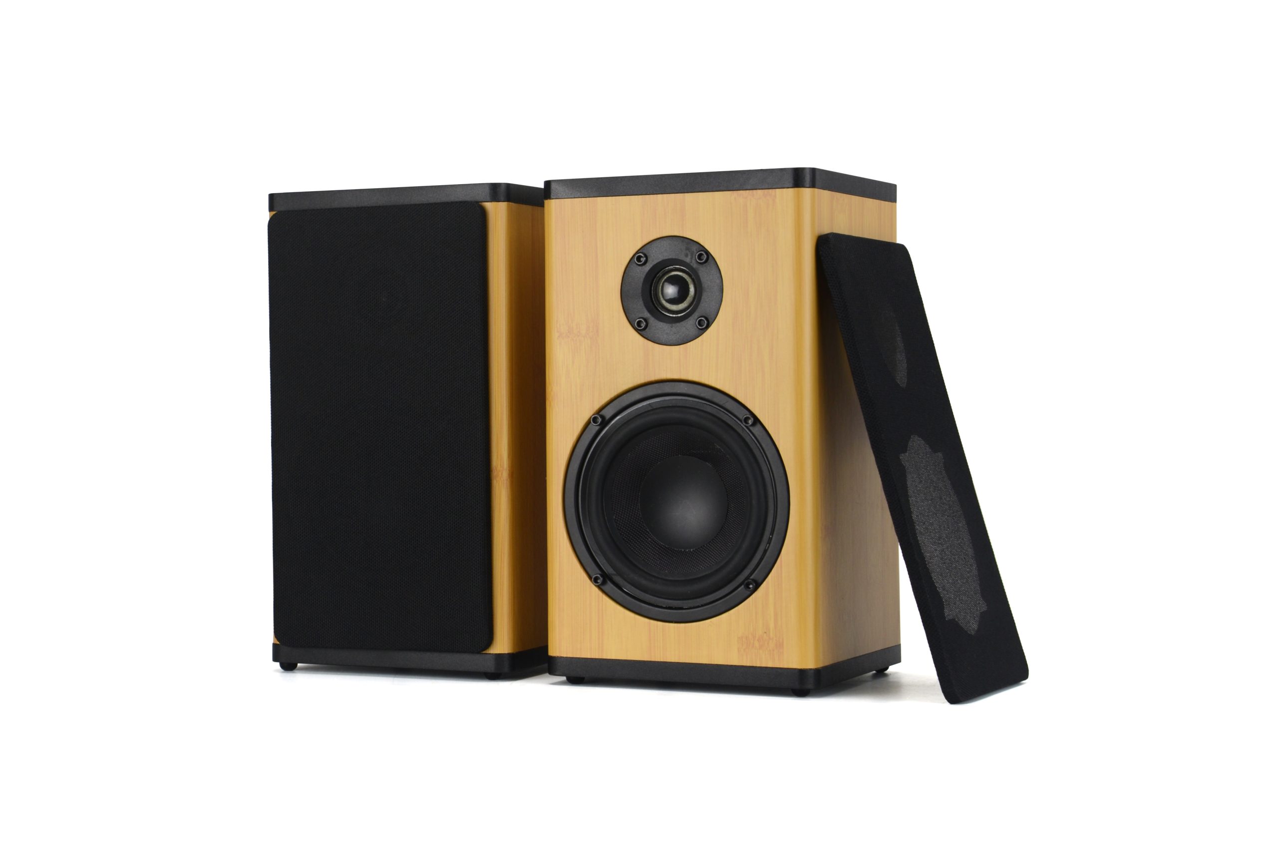 BS20 Active Bookshelf Speaker Set with Battery Bamboo