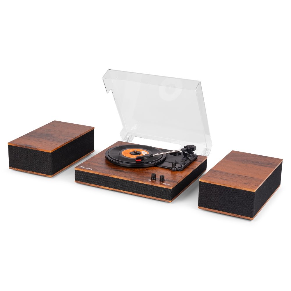 Player Set Tupelo Record Player Set BT with 2 Speakers Wood – Audizio